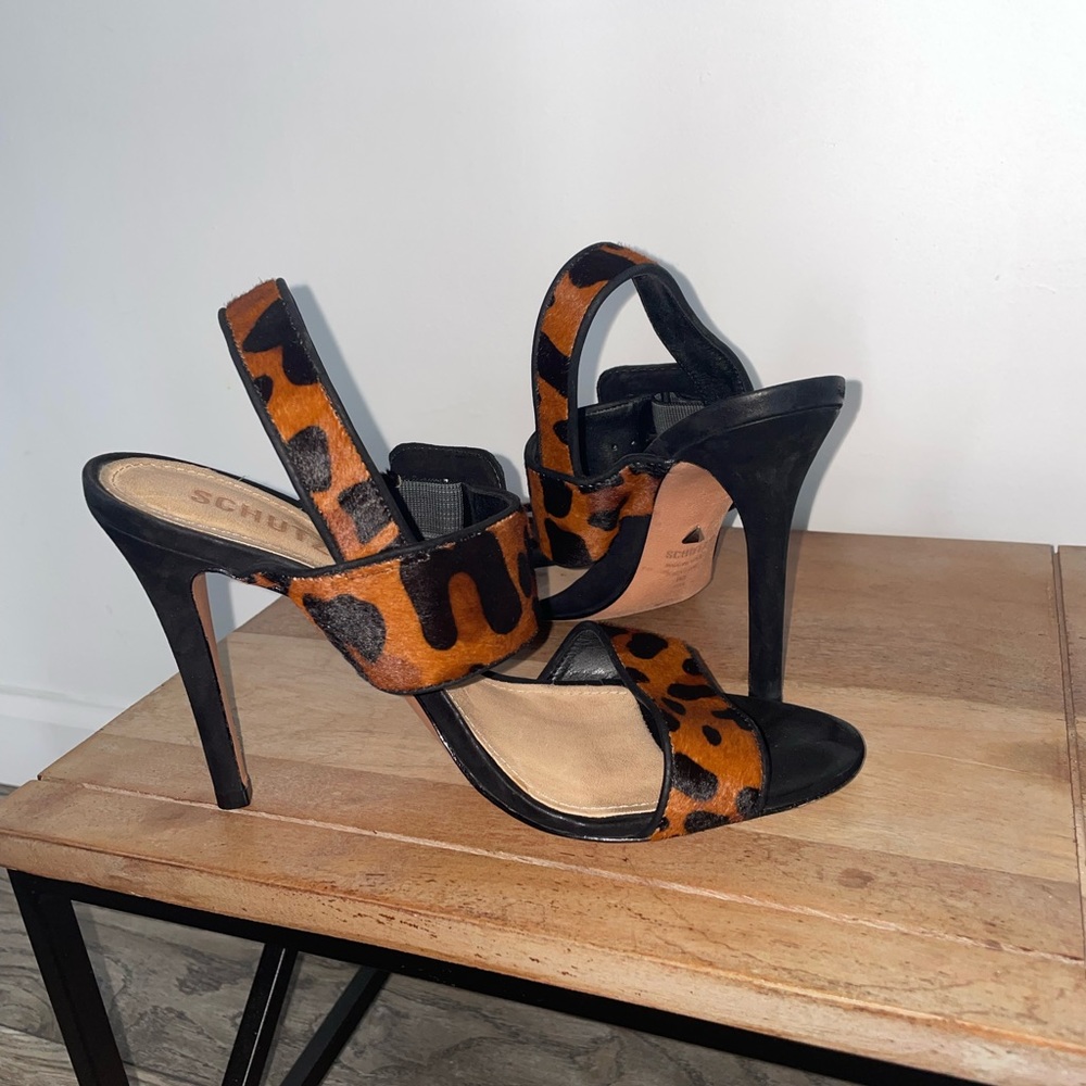 SCHUTZ Leopard Print Calf hair sandal